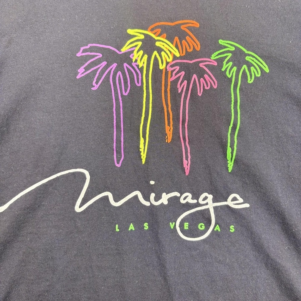 Vintage Mirage Las‎ Vegas Shirt Mens XL Black Neon Palm Trees Graphic Casino 90s